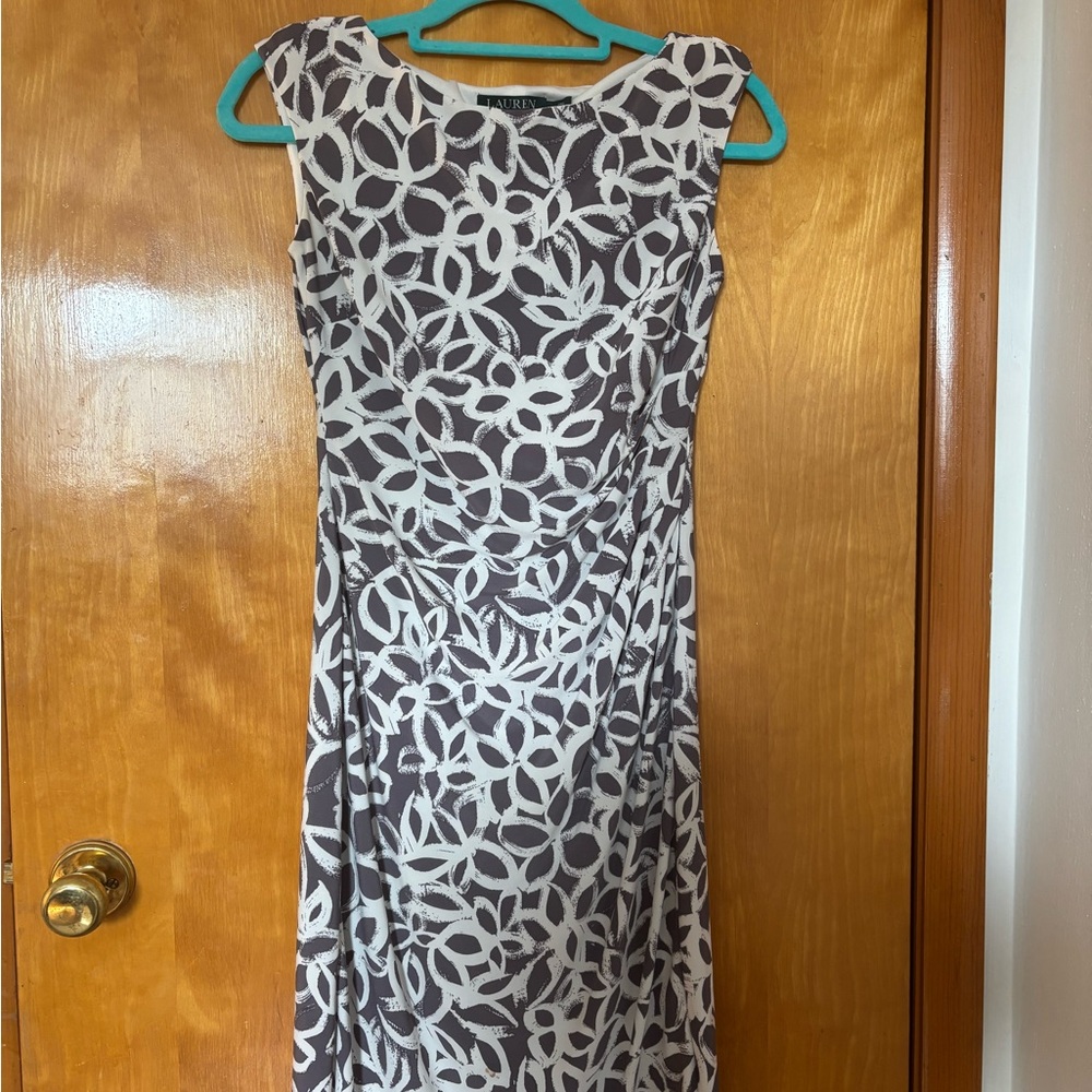 Ralph Lauren Purple and White Sheath Midi Dress